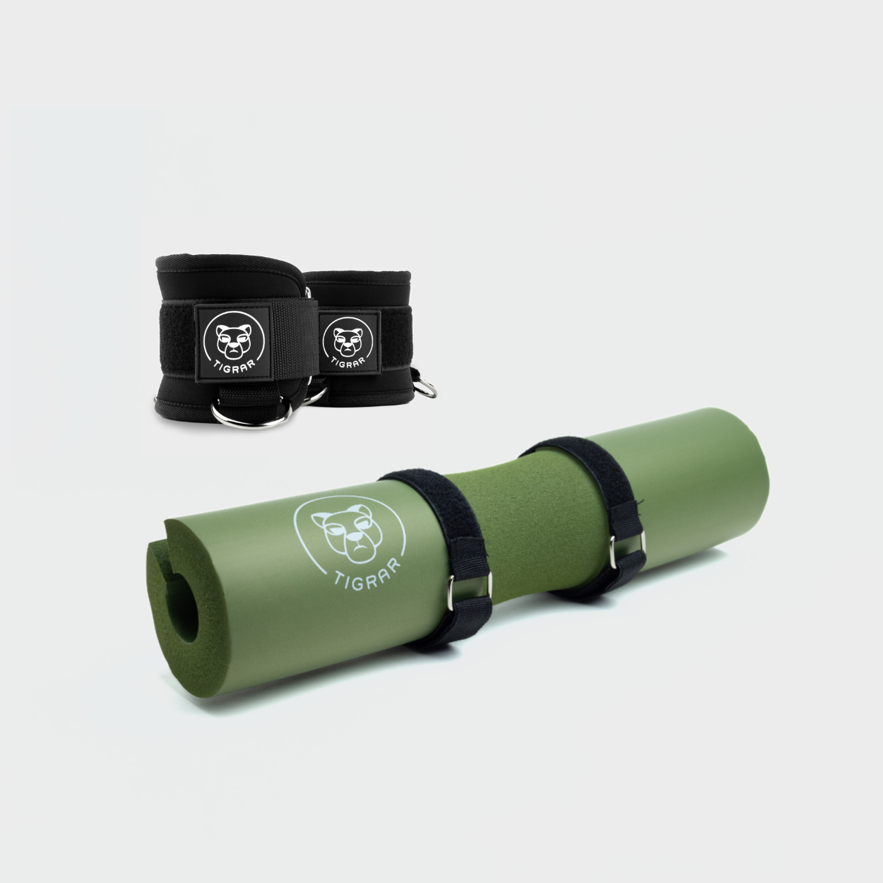 Tigrar green barbell pad met enkelband voor fitness in een bundel pakket