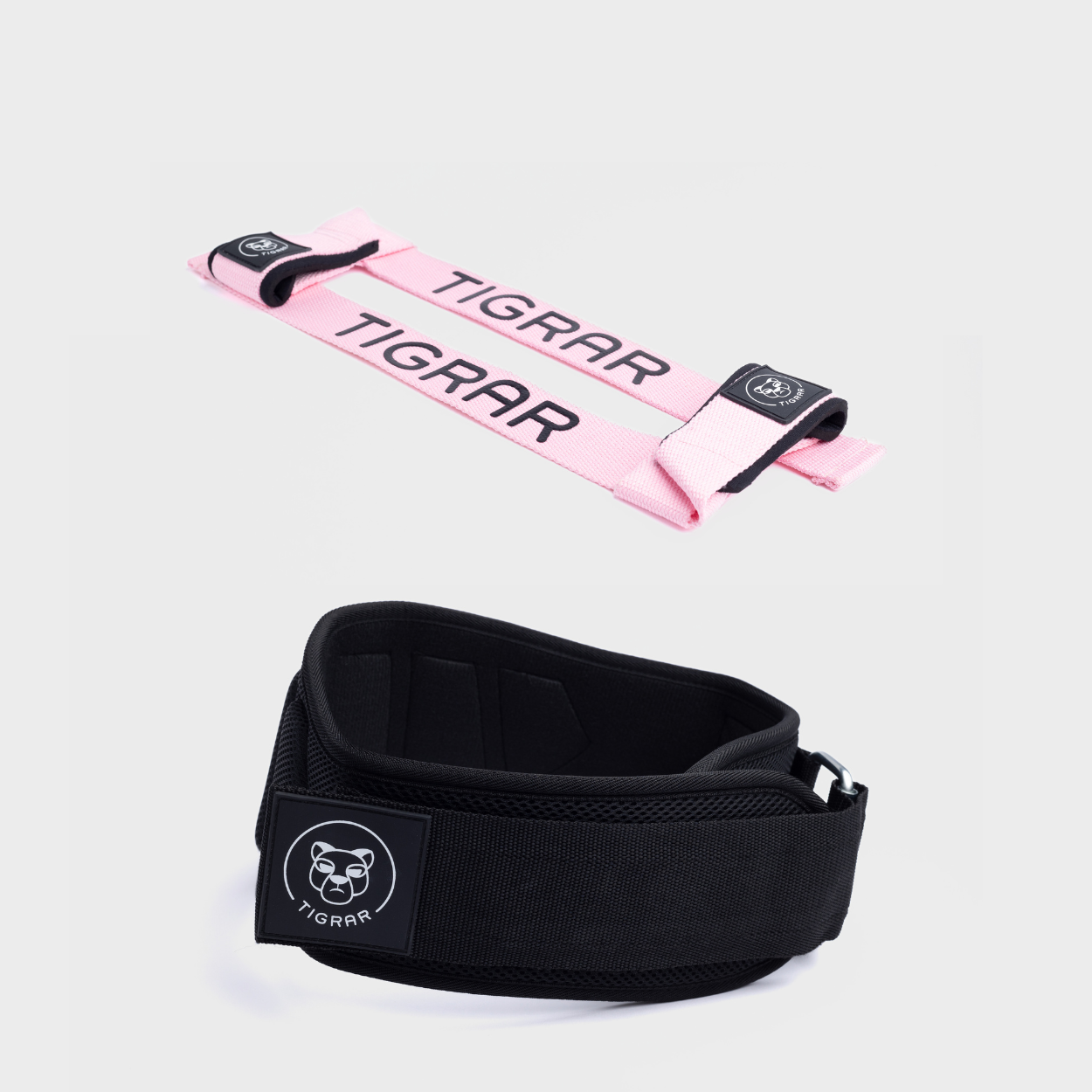 Weight training belt met padded lifting straps roze