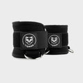 Zwarte Tigrar kickback ankle straps met neopreen padding, perfect voor cable machine oefeningen in de gym.