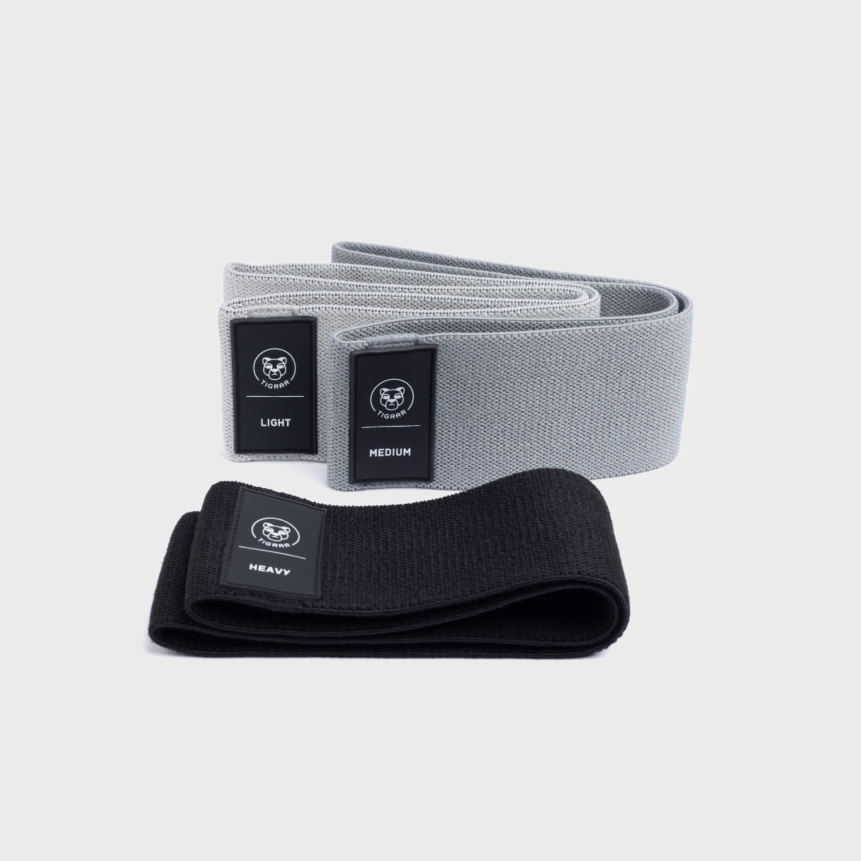 Tigrar booty band set in de kleuren zwart, grijs en licht grijs
