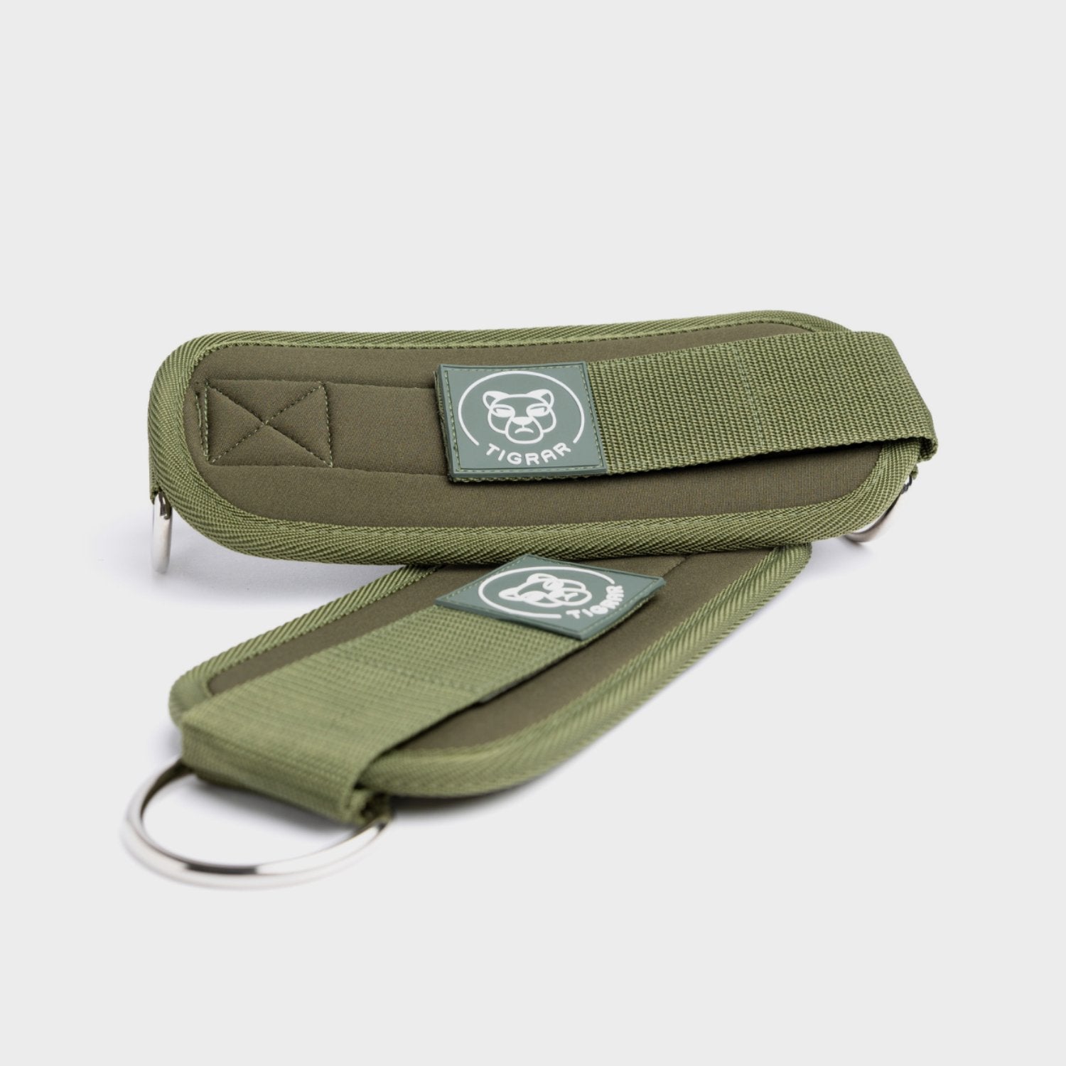 Groene Tigrar enkel strap met verstelbare sluiting, biedt steun bij lunges en bilspieroefeningen.